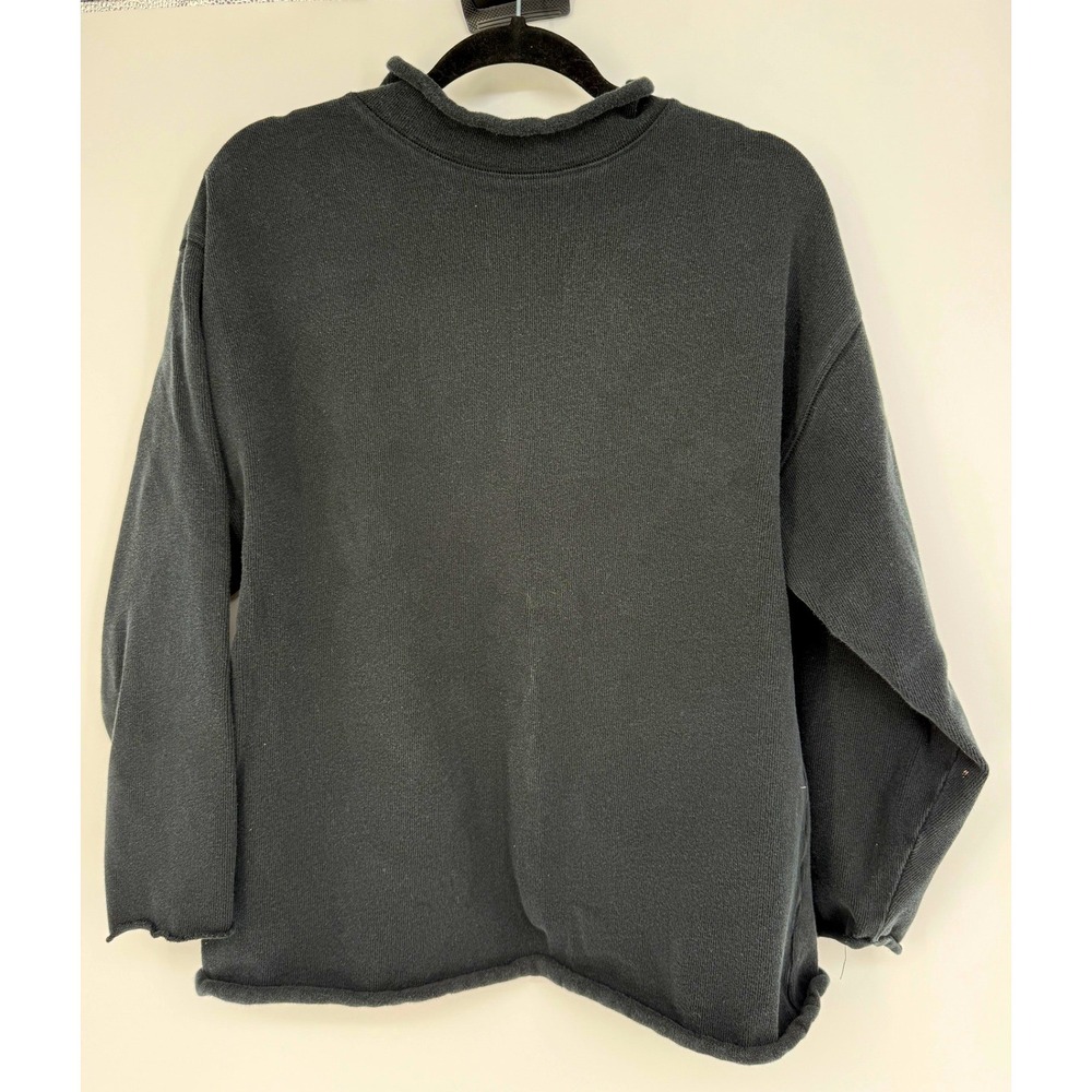Vintage GAP Black Heavyweight Cotton Sweater M Roll Edge Y2K 90s Minimalist